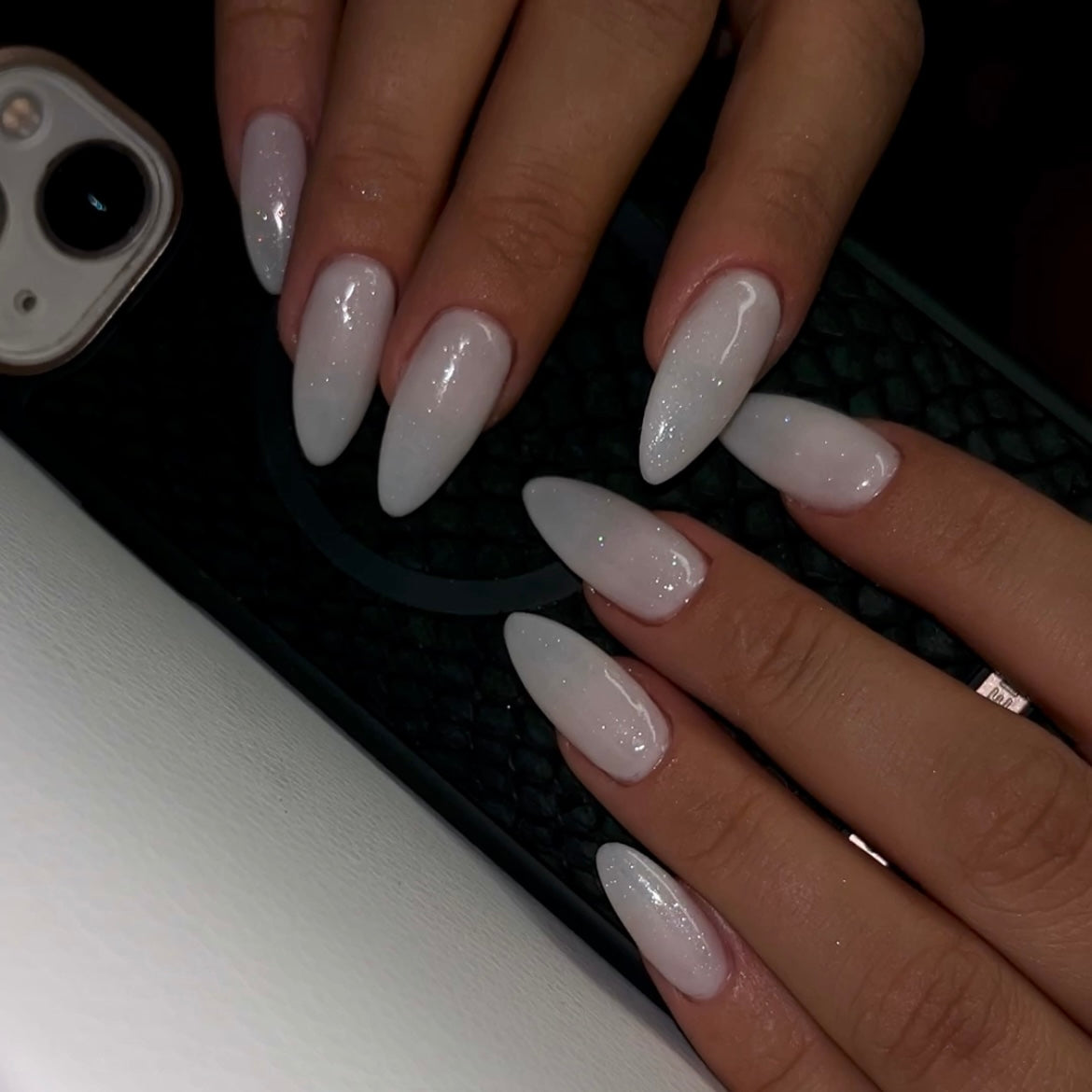 Milky white nails | White gel nails, Matte white nails, Neutral nails
